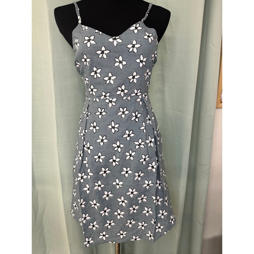 Hayden Los Angeles Floral Print A Line Mini Dress Cutout Back Tie Straps-S